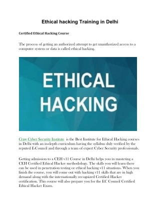 Ethcal hacking course in delhi