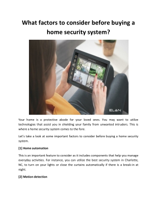 What factors to consider before buying a home security system