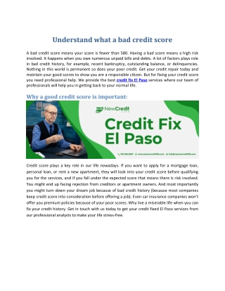 Understand what a bad credit score