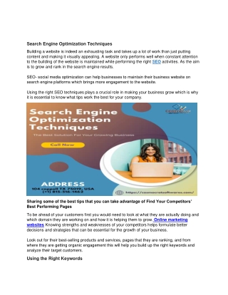 Search Engine Optimization Techniques