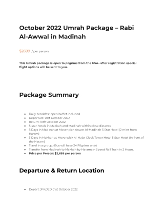 October 2022 Umrah