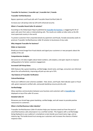 Truecaller for business | truecaller api | truecaller bot | Foanda