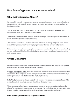 How Does Cryptocurrency Increase Value?