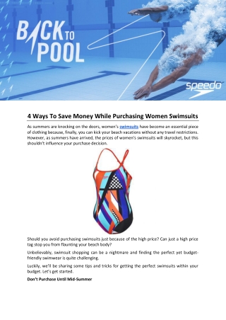 4 Ways To Save Money While Purchasing Women Swimsuits