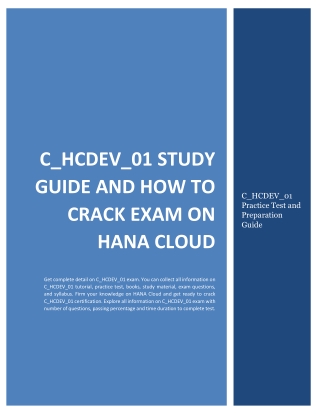 C_HCDEV_01 Study Guide and How to Crack Exam on HANA Cloud