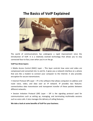 The Basics of VoIP Explained