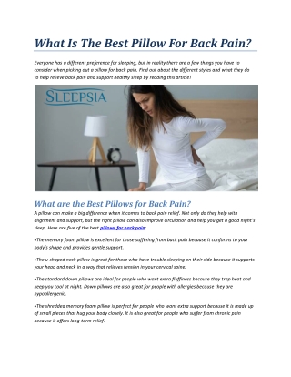 What Is The Best Pillow For Back Pain