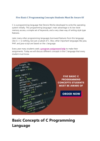 Five Basic C Programming Concepts Students Must Be Aware Of