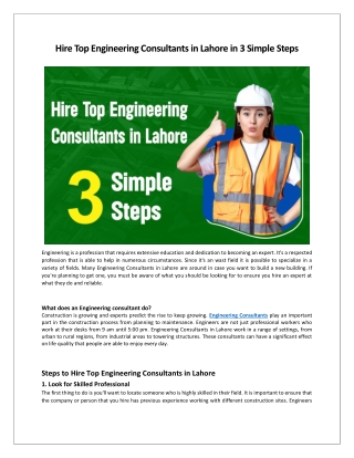 Hire Top Engineering Consultants in Lahore in 3 Simple Steps