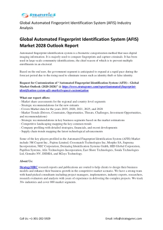 Global Automated Fingerprint Identification System (AFIS) Market Research Report