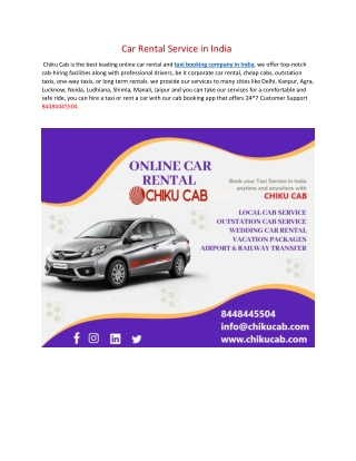 Car Rental Service in India