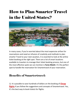How to Plan Smarter Travel in the United States?