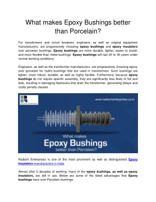 Radiant Enterprises - What makes Epoxy Bushings better than Porcelain