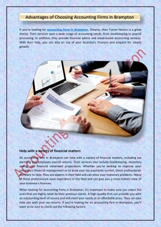 Advantages of Choosing Accounting Firms in Brampton