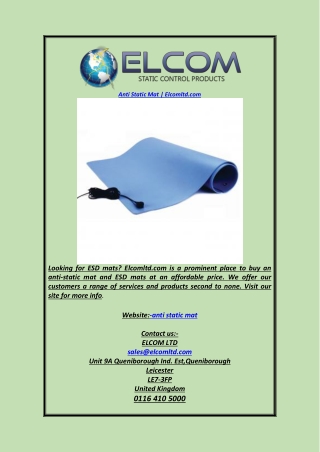 Anti Static Mat | Elcomltd.com