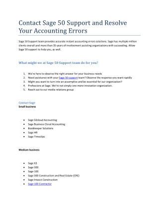 Contact Sage 50 Support and Resolve Your Accounting Errors