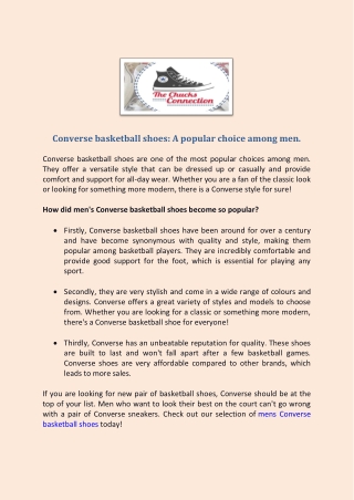 Converse basketball shoes A popular choice among men