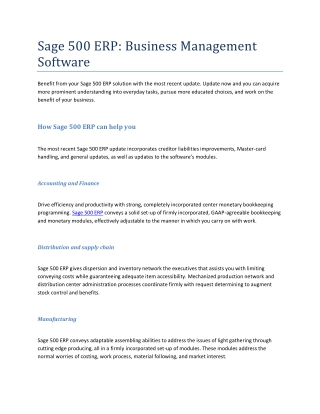 Sage 500 ERP: Business Management Software