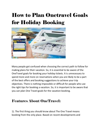 How to Plan Onetravel Goals for Holiday Booking