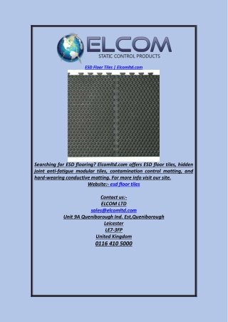 ESD Floor Tiles | Elcomltd.com