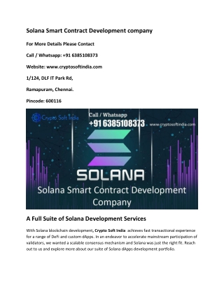 Solana Smart Contract Development company