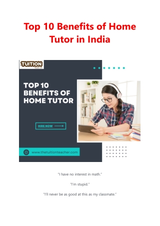 Top 10 Benefits of home tutor in India