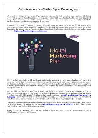 Steps to create an effective Digital Marketing plan