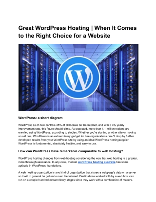Great WordPress Hosting _ When It Comes to the Right Choice for a Website