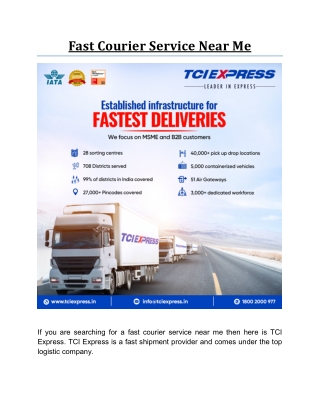 Fast Courier Service Near Me | TCI EXPRESS