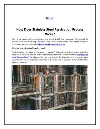 Stainless Steel Passivation Process