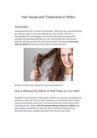 Hair issues and treatments in Wilton