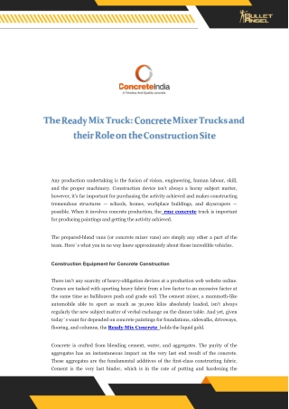 The Ready Mix Truck: Concrete Mixer Trucks and their Role on the Construction