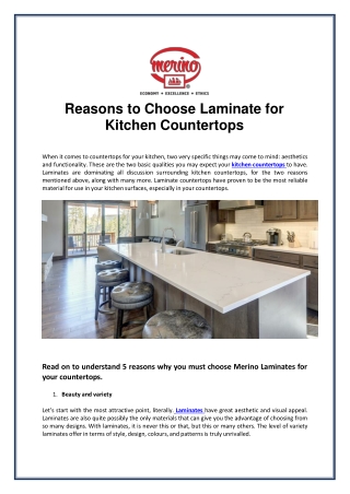 Top Reasons to Choose Laminate for Kitchen Countertops