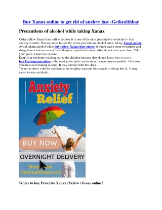 Buy Xanax online to get rid of anxiety fast Gethealthbar