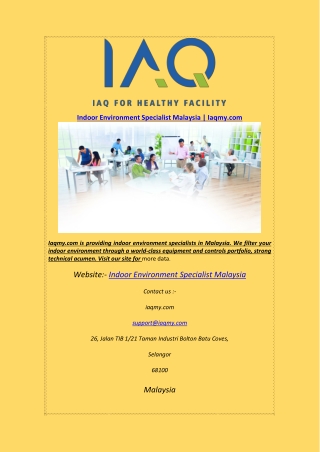 Indoor Environment Specialist Malaysia Iaqmy.com