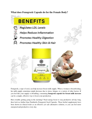 What does Fenugreek Capsule do for the Female Body