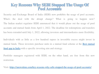 Key Reasons Why SEBI Stopped The Usage Of Pool Accounts