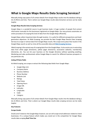 What is Google Maps Results Data Scraping Services?