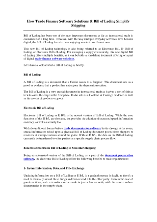 How Trade Finance Software Solutions & Bill of Lading Simplify Shipping
