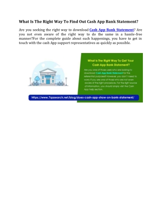 What Is The Right Way To Find Out Cash App Bank Statement?