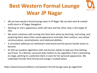 Best Western Formal Lounge Wear JP Nagar-Best Semi & Cocktail outfit store