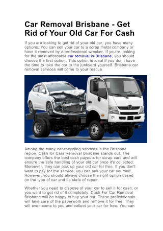 Scrap Car Removal Brisbane