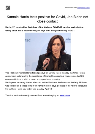 Kamala Harris tests positive for Covid, Joe Biden not 'close contact'