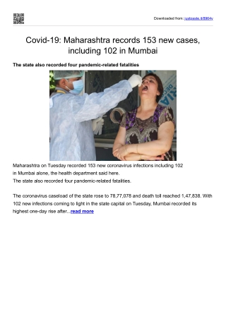 Covid-19-Maharashtra records 153 new cases, including 102 in Mumbai