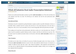 Which All Industries Need Audio Transcription Solutions