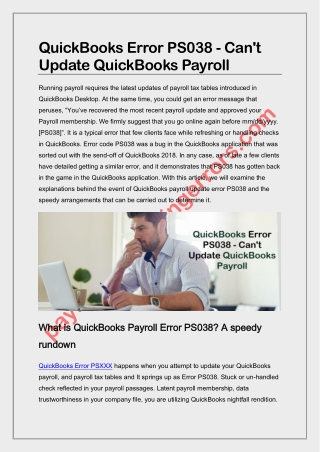 How do I fix Error PS038 in QuickBooks Payroll?