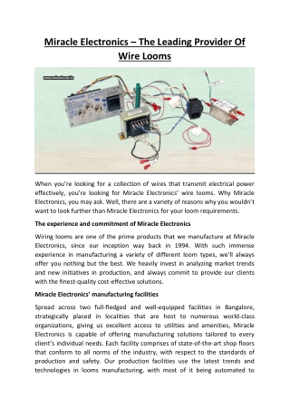 Miracle Electronics – The Leading Provider Of Wire Looms