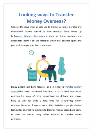 Looking ways to Transfer Money Overseas?