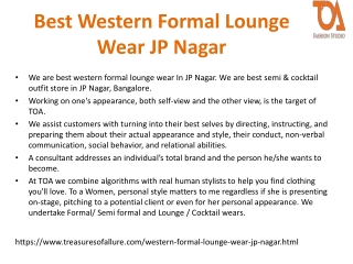 Best Western Formal Lounge Wear JP Nagar-Best Semi & Cocktail outfit store