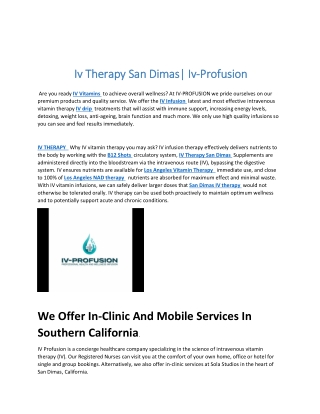 Iv Therapy San Dimas Iv-Profusion